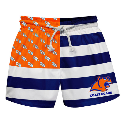 Coast Guard Bears Vive La Fete Game Day Blue White Orange Flag Swimtrunks V1