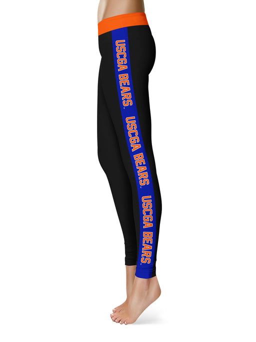US Coast CGA Bears Vive La Fete Game Day Collegiate Blue Stripes Women Black Yoga Leggings 2 Waist Tights - Vive La Fête - Online Apparel Store
