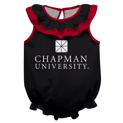 Chapman University Panthers Black Sleeveless Ruffle Onesie Mascot Bodysuit by Vive La Fete