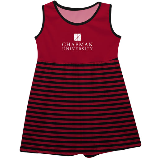 Chapman University Panthers Red and Black Sleeveless Tank Dress with Stripes on Skirt by Vive La Fete