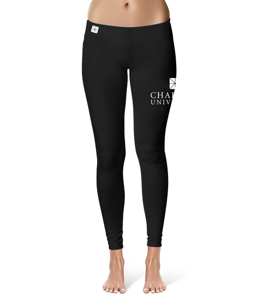 Chapman University Panthers Vive La Fete Collegiate Large Logo on Thigh Women Black Yoga Leggings 2.5 Waist Tights