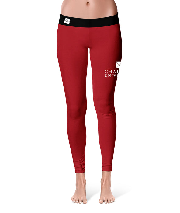 Chapman University Panthers Vive La Fete Game Day Collegiate Logo on Thigh Red Women Yoga Leggings 2.5 Waist Tights