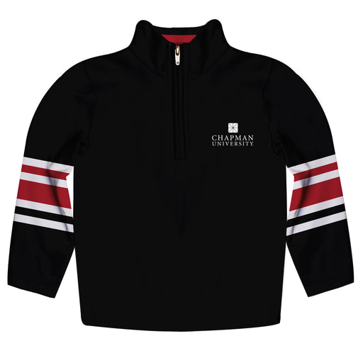 Chapman University Panthers Vive La Fete Game Day Black Quarter Zip Pullover Stripes on Sleeves