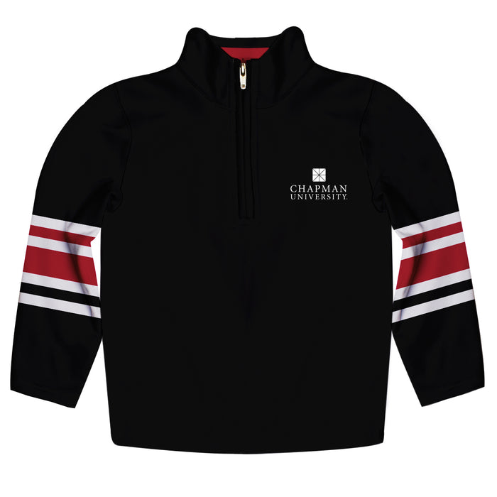 Chapman University Panthers Vive La Fete Game Day Black Quarter Zip Pullover Stripes on Sleeves