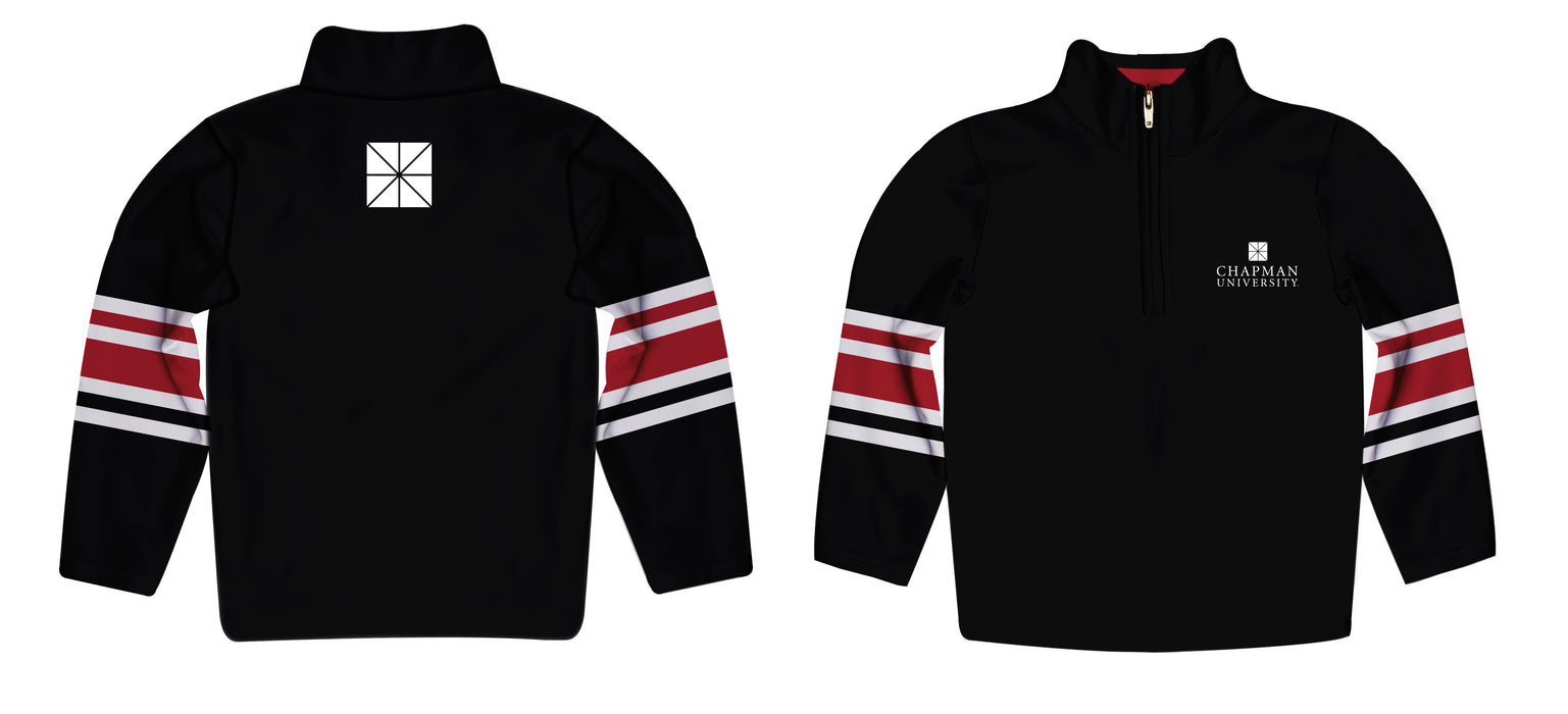 Chapman University Panthers Vive La Fete Game Day Black Quarter Zip Pullover Stripes on Sleeves - Vive La Fête - Online Apparel Store
