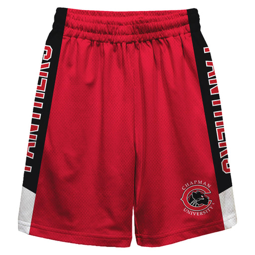 Chapman Panthers CU Vive La Fete Game Day Red Stripes Boys Solid Black Athletic Mesh Short
