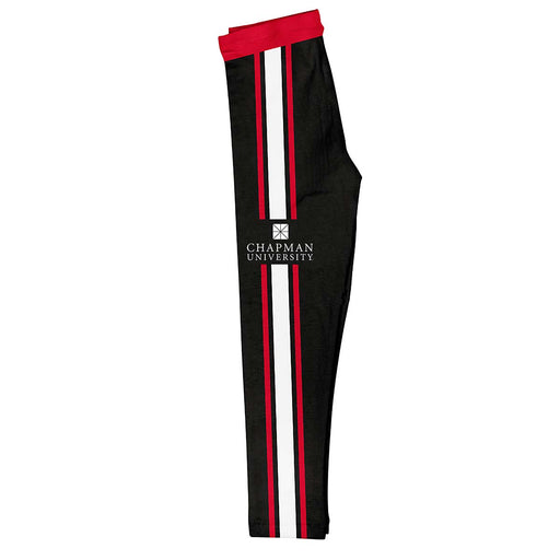 Chapman University Panthers Vive La Fete Girls Game Day Black with Red Stripes Leggings Tights