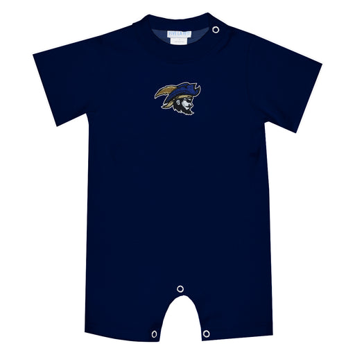 Charleston Southern Buccaneers CSU Embroidered Navy Knit Short Sleeve Boys Romper
