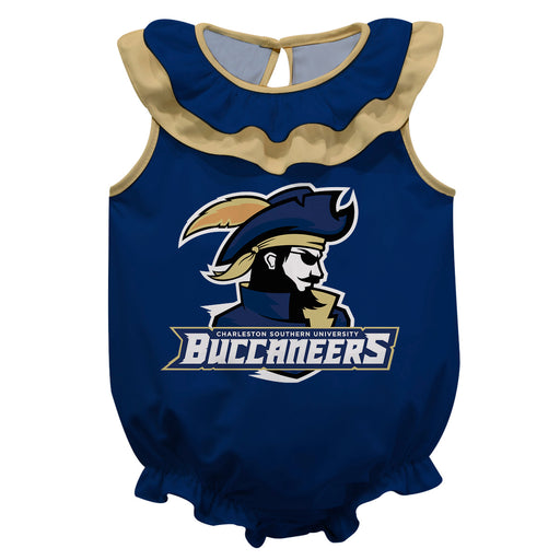 Charleston Southern Buccaneers Blue Sleeveless Ruffle Onesie Logo Bodysuit