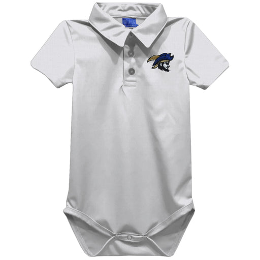 Charleston Southern Buccaneers Embroidered White Solid Knit Polo Onesie