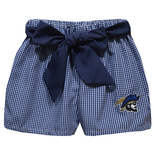 Charleston Southern Buccaneers CSU Embroidered Navy Gingham Girls Short with Sash