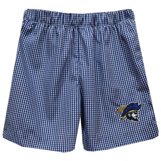 Charleston Southern Buccaneers CSU Embroidered Navy Gingham Pull On Short