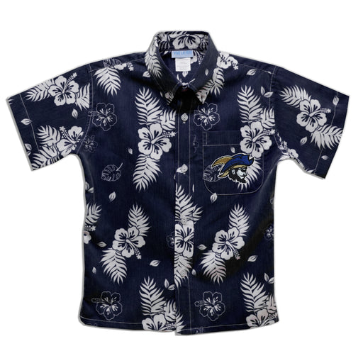 Charleston Southern Buccaneers CSU Navy Hawaiian Short Sleeve Button Down Shirt