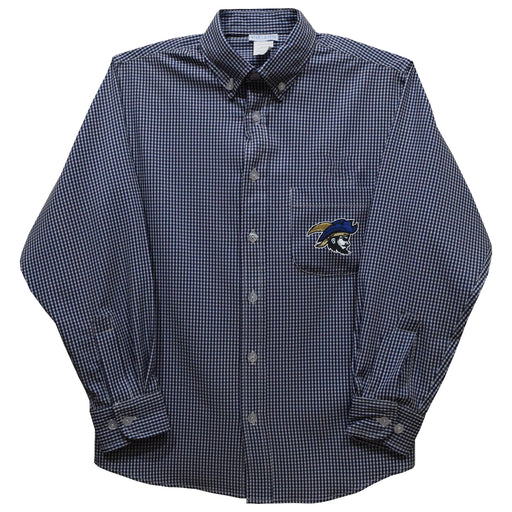Charleston Southern Buccaneers CSU Embroidered Navy Gingham Long Sleeve Button Down