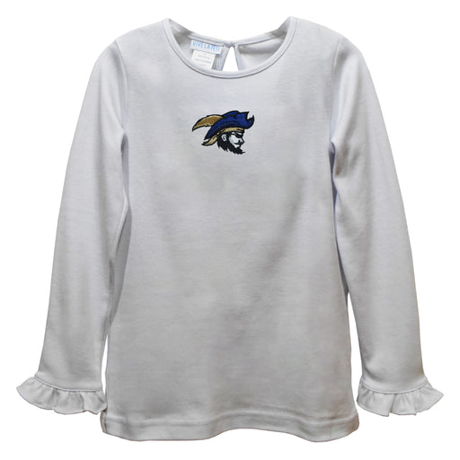 Charleston Southern Buccaneers CSU Embroidered White Knit Long Sleeve Girls Blouse