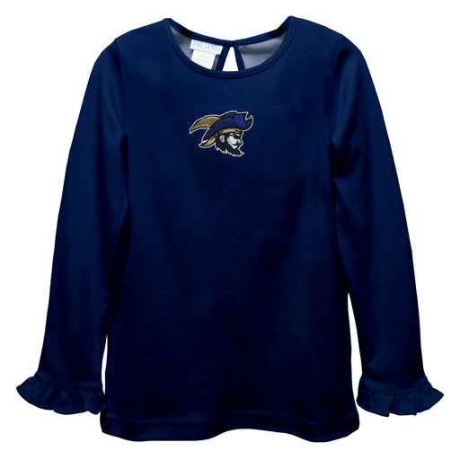 Charleston Southern Buccaneers CSU Embroidered Navy Knit Long Sleeve Girls Blouse