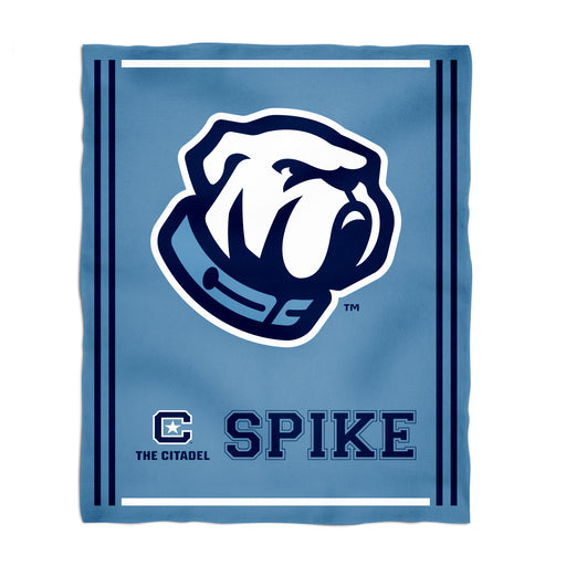 The Citadel Bulldogs Vive La Fete Kids Game Day Light Blue Plush Soft Minky Blanket 36 x 48 Mascot