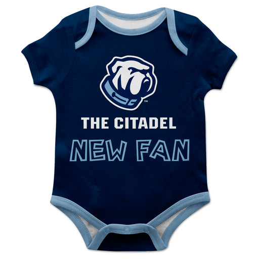 The Citadel Bulldogs Vive La Fete Infant Blue Short Sleeve Onesie New Fan Logo and Mascot Bodysuit