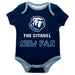 The Citadel Bulldogs Vive La Fete Infant Blue Short Sleeve Onesie New Fan Logo and Mascot Bodysuit