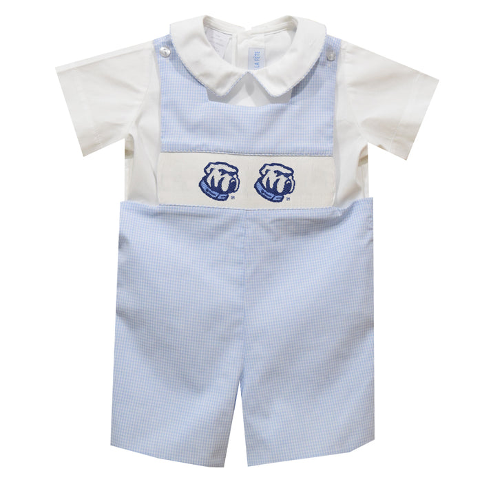 The Citadel Bulldogs Smocked Light Blue Gingham Jon Jon And Short Sleeve White Shirt
