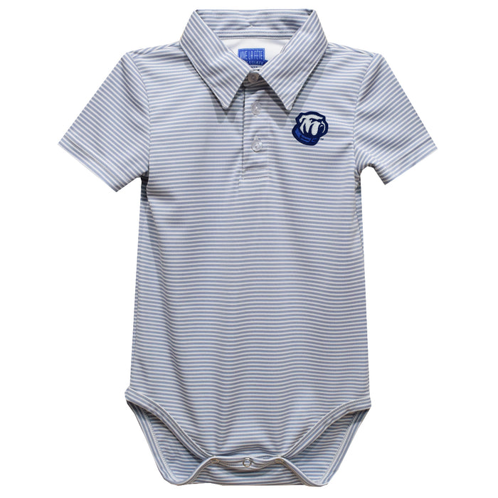 The Citadel Bulldogs Embroidered Gray Stripe Knit Polo Onesie
