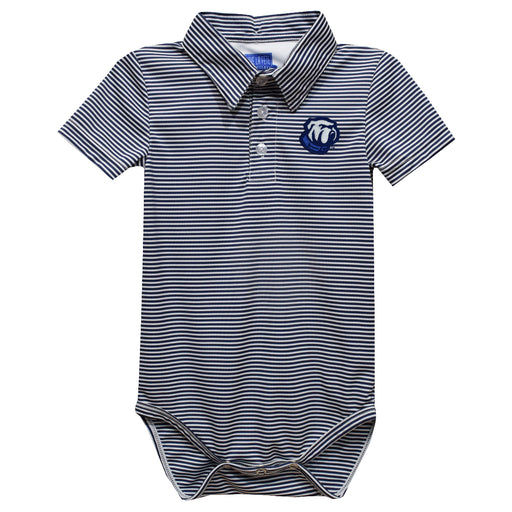 The Citadel Bulldogs Embroidered Navy Stripe Knit Polo Onesie