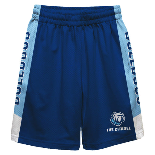Citadel Bulldogs Vive La Fete Game Day Blue Stripes Boys Solid Athletic Mesh Short