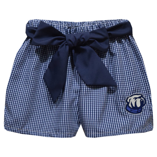 The Citadel Bulldogs Embroidered Navy Gingham Girls Short with Sash