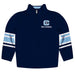 The Citadel Bulldogs Vive La Fete Game Day Blue Quarter Zip Pullover Stripes on Sleeves