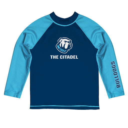 Citadel Bulldogs Vive La Fete Logo Blue Long Sleeve Raglan Rashguard