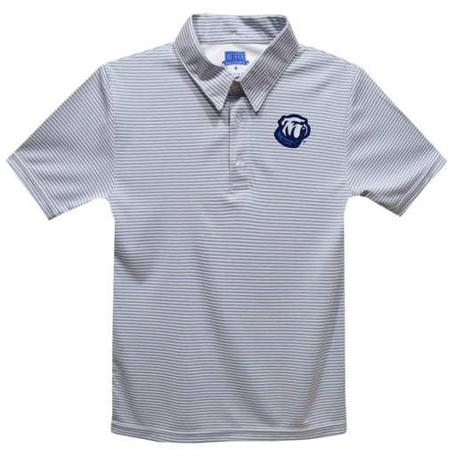 The Citadel Bulldogs Embroidered Gray Stripes Short Sleeve Polo Box Shirt