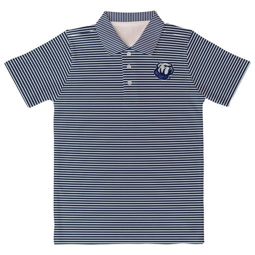 The Citadel Bulldogs Embroidered Navy Stripes Short Sleeve Polo Box Shirt