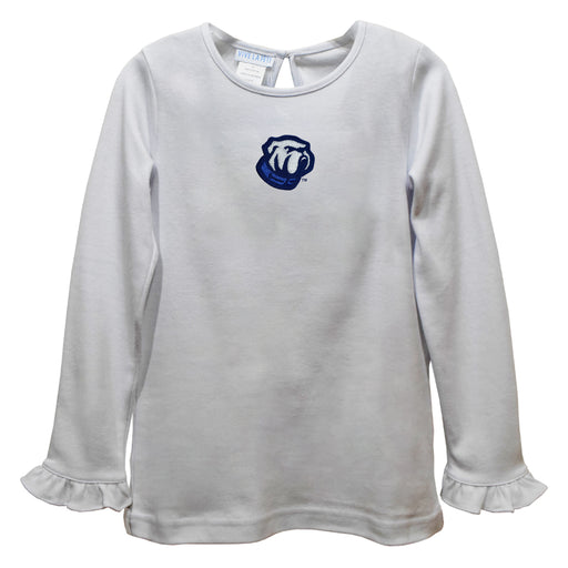 The Citadel Bulldogs Embroidered White Knit Long Sleeve Girls Blouse