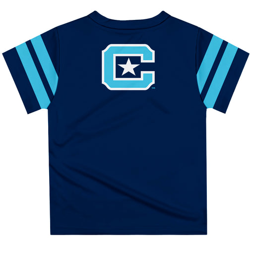 Citadel Bulldogs Vive La Fete Boys Game Day Blue Short Sleeve Tee with Stripes on Sleeves - Vive La Fête - Online Apparel Store