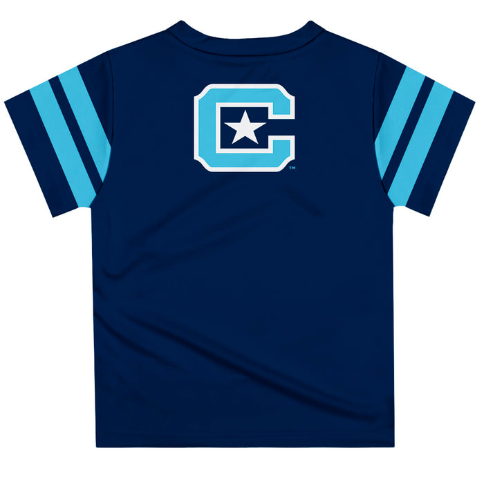 Citadel Bulldogs Vive La Fete Boys Game Day Blue Short Sleeve Tee with Stripes on Sleeves - Vive La Fête - Online Apparel Store