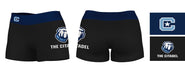 Citadel Bulldogs Vive La Fete Logo on Thigh & Waistband Black & Blue Women Yoga Booty Workout Shorts 3.75 Inseam - Vive La Fête - Online Apparel Store