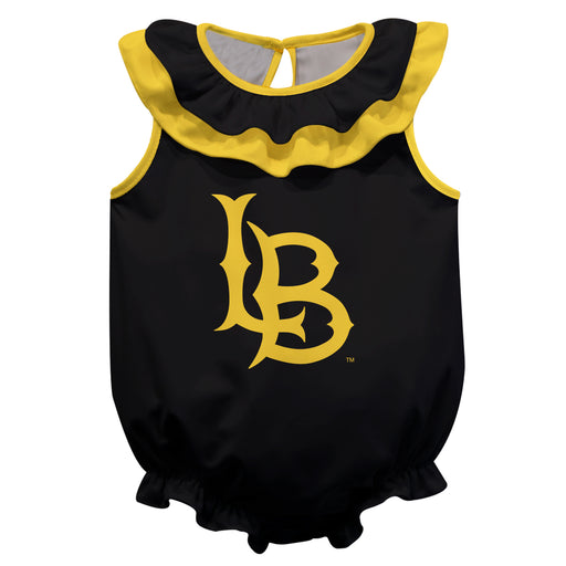 Cal State Long Beach 49ers Black Sleeveless Ruffle Onesie Mascot Bodysuit by Vive La Fete