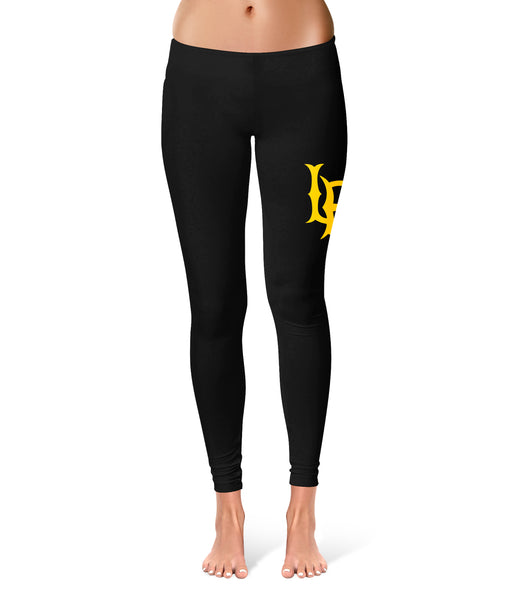 CSULB 49ers Vive La Fete Game Day Collegiate Large Logo on Thigh Women Black Yoga Leggings 2.5 Waist Tights" - Vive La Fête - Online Apparel Store