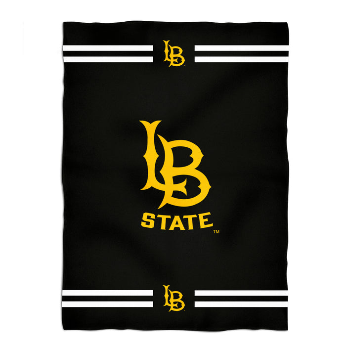 Cal State Long Beach 49ers Vive La Fete Game Day Soft Premium Fleece Black Throw Blanket 40" x 58” Logo and Stripes - Vive La Fête - Online Apparel Store