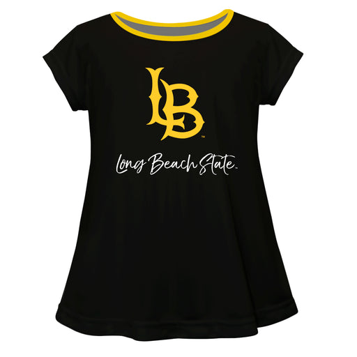 Cal State Long Beach 49ers Vive La Fete Girls Game Day Short Sleeve Black Top with School Logo and Name - Vive La Fête - Online Apparel Store