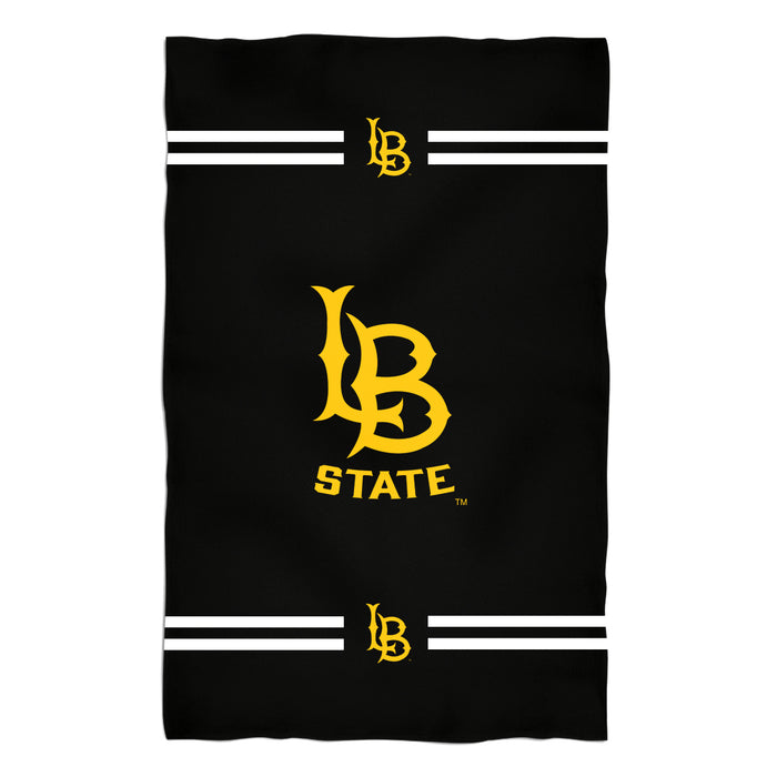 Cal State Long Beach 49ers Vive La Fete Game Day Absorvent Premium Black Beach Bath Towel 51 x 32" Logo and Stripes" - Vive La Fête - Online Apparel Store