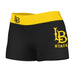 CSULB 49ers Vive La Fete Game Day Logo on Thigh and Waistband Black & Gold Women Yoga Booty Workout Shorts 3.75 Inseam"