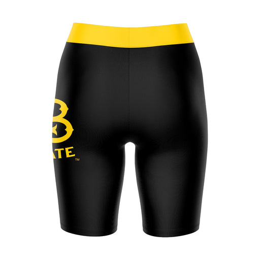 CSULB 49ers Vive La Fete Game Day Logo on Thigh and Waistband Black and Gold Women Bike Short 9 Inseam" - Vive La Fête - Online Apparel Store