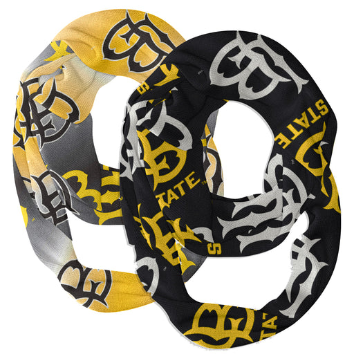 CSULB 49ers Vive La Fete All Over Logo Game Day Collegiate Women Set of 2 Light Weight Ultra Soft Infinity Scarfs