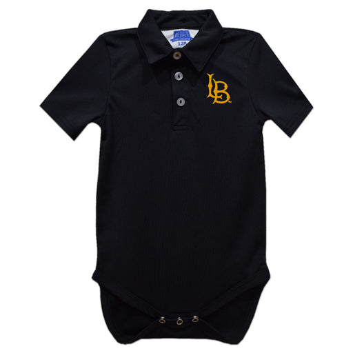 Cal State Long Beach 49ers Embroidered Black Solid Knit Polo Onesie
