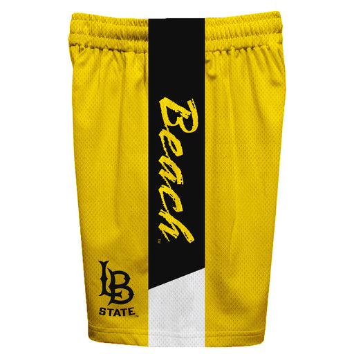 CSULB 49ers Vive La Fete Game Day Gold Stripes Boys Solid Black Athletic Mesh Short - Vive La Fête - Online Apparel Store
