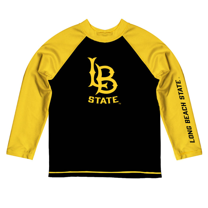 CSULB 49ers Vive La Fete Black and Gold Long Sleeve Raglan Rashguard