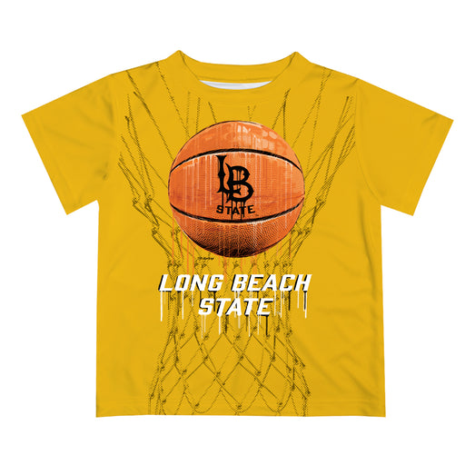 CSULB 49ers Original Dripping Basketball Gold T-Shirt by Vive La Fete