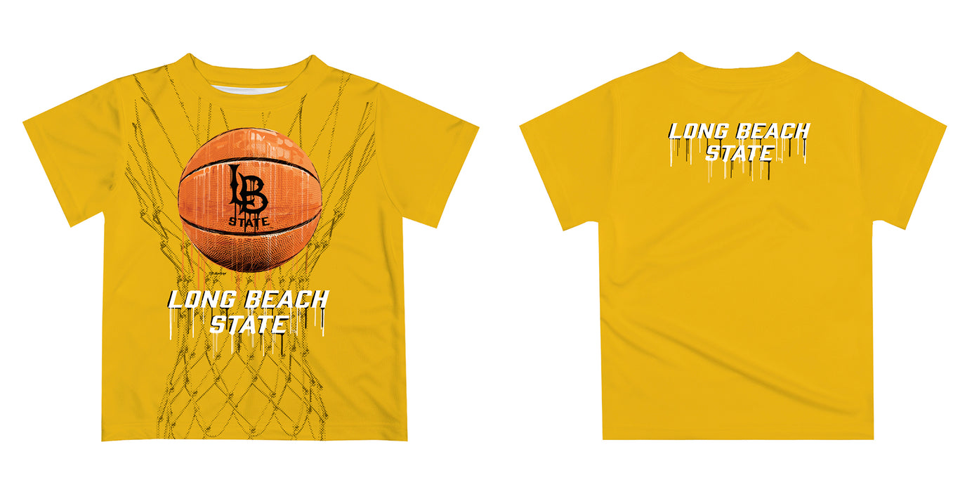 CSULB 49ers Original Dripping Basketball Gold T-Shirt by Vive La Fete - Vive La Fête - Online Apparel Store