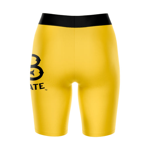 CSULB 49ers Vive La Fete Game Day Logo on Thigh and Waistband Gold and Black Women Bike Short 9 Inseam - Vive La Fête - Online Apparel Store